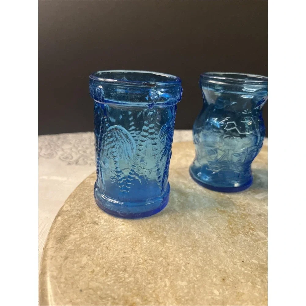 1976 Set Of 5 Bicentennial Wheaton 3.5 Ounce Juice Glasses